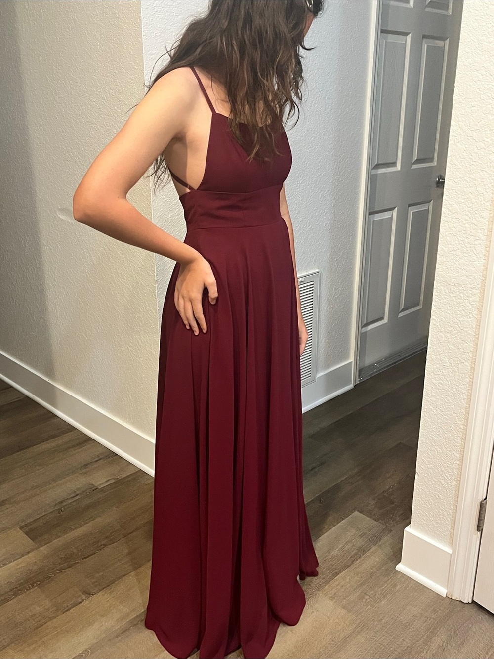 Lulu's Deep Burgundy Spaghetti Strap Maxi Dress